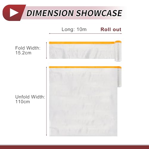 Image of 1 Pcs for Wall Covering Frames Cars Auto Body Paint Supplies Pre-Taped Masking Film Plastic Cover 1000x110cm / 32.81ftx43.31 inch White Orange PE Film