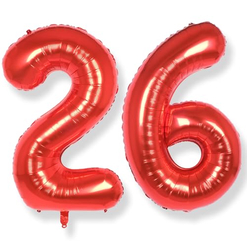 AULE 40 Inch Red 26 Balloon Number Foil 0-9 Birthday Big Numbers