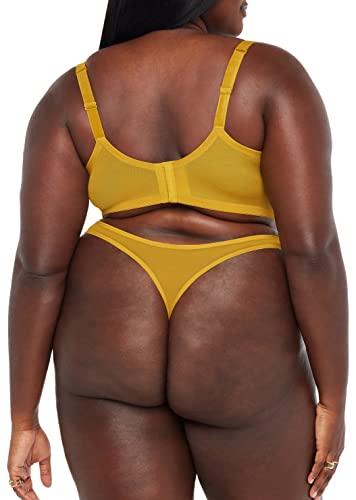 Savage X, Women's Plus Size Velvet Vixen High-Leg Thong Panty, Honeycomb Yellow, 3X #TOP2
