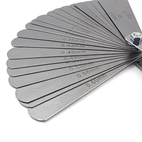 26 Blades Feeler Gauge Metric & Inch Gap Filler 0.04-0.63mm Thickness Gage for Measurment Tool Marking Gauge Metric and Imperial Measuring Tool 0.0015/0.04-0.025/0.635 mm, 26 Blades)-image-14