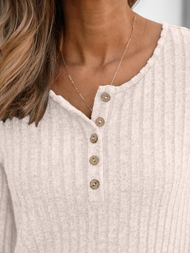 AUTOMET Long Sleeve Henley Shirts Women’s Business Casual Lightweight Tunic Sweater Tops