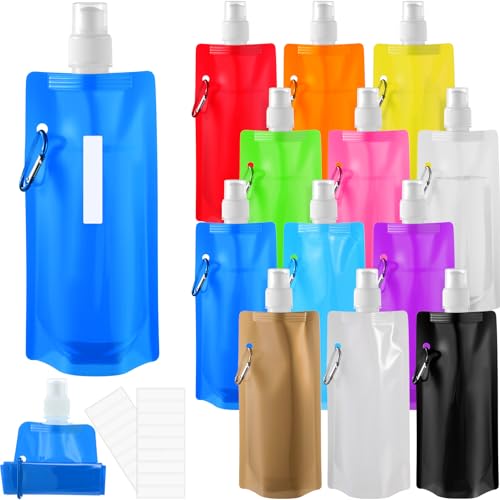 Teenyyou 12 Colors Collapsible Water Bottles Bulk 16 oz, 12 Pack