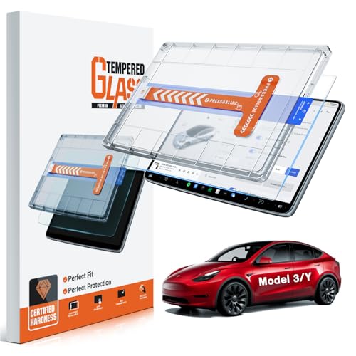 WEIPIN For Tesla Model Y (2020-2025) & Model 3 (2017-2023) Matte Screen Protector [No More Glare& Fingerprint] - 9H+ Tempered Glass 15 inch - Mounting Frame - Not for Juniper&Highland