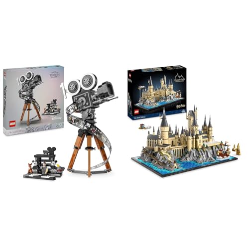 LEGO Harry Potter Castillo y Terrenos de Hogwarts, Set con Lugares Emblemáticos & Disney 43230 La Cmara Tributo a Walt Disney, Modelo para Adultos, con Mickey y Minnie Mouse