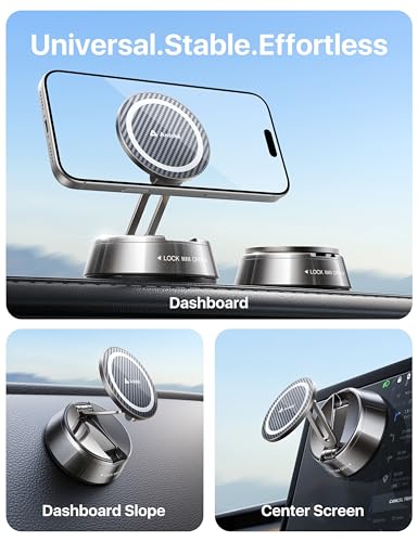Image of andobil 2026 Upgrade for Magsafe Car Mount [Strongest Suction & Magnet] Vacuum Magnetic Phone Holder for Car 360 Adjustable Car Cell Phone Holder Mount for iPhone 17 Pro Max 16 /15 /14 /13 /12