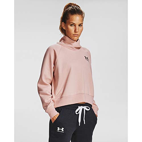 Under Armour Women's Rival Fleece Wrap Neck Pullover , Desert Rose (679)/Black , Large
