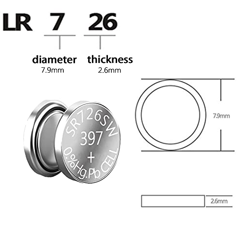 Batería para reloj SR726SW 397 1.5V plata óxido 10 unidades miniatura 4