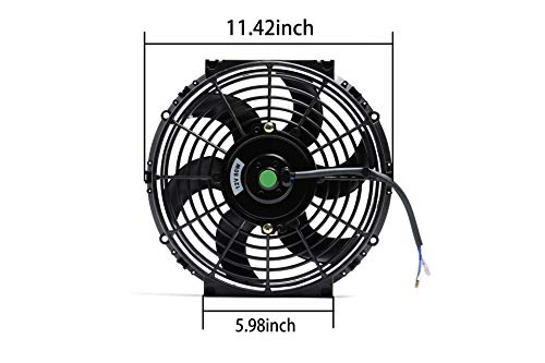 (Pack Of 2) Engine Radiator Cooling Fan 10 Inch Curved Blade Ultra Thin Universal High Performance 12V 80W Motor，Radiator Fan With Fan Mounting Kit（Puller And Pusher Design） #TOP2