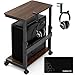 HOLMAXD Height Adjustable Computer Tower Stand, 2-Tier ATX-Case CPU Holder with Mouse Pad & Headphone Stand, Mobile PC Standing Under Desk, Home Office Gaming Accessories, Computer Cart, Walnut