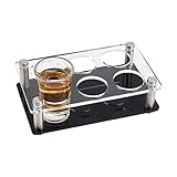 AHANDMAKER Shot Glass Holder Tray, 6 Hole Acrylic Bar Tasting Serving Tray, Wine Shot Glasses Display, Whiskey Tequila Glass Cup Rack Organizer for Restaurant Club Bar Family Gathering Party