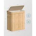 SONGMICS Bamboo Laundry Hamper with Lid, 26.4-Gallons, with Handles - Image 3