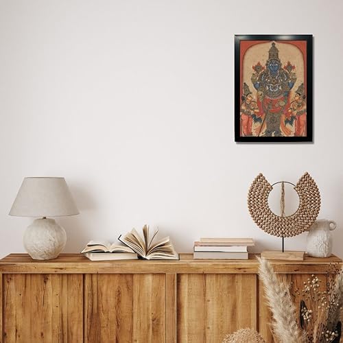Image of Kagaz Kala - Vintage Art Prints - Hindu God Photos with Frames For Pooja Room Bedroom Living Room Decor Gifts Framed (Vishnu Venkateshvara)