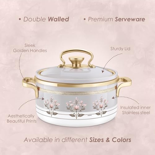 Image of Nayasa Rachel Casserole- Small Set of 3, 500, 1000, 1500 ML | BPA Free | Food Grade | Easy to Carry | Easy to Store | Hot Pot for Kitchen | Roti Box | Grey