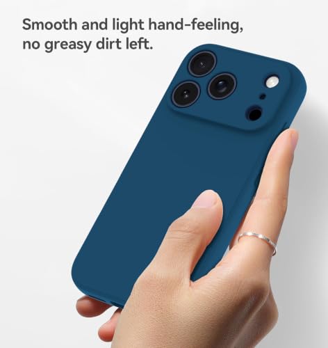 Image of DIZORO Square Microfiber Candy Case Compatible for iPhone 17 Pro Shockproof Slim Back Cover Liquid Silicone Case - Blue