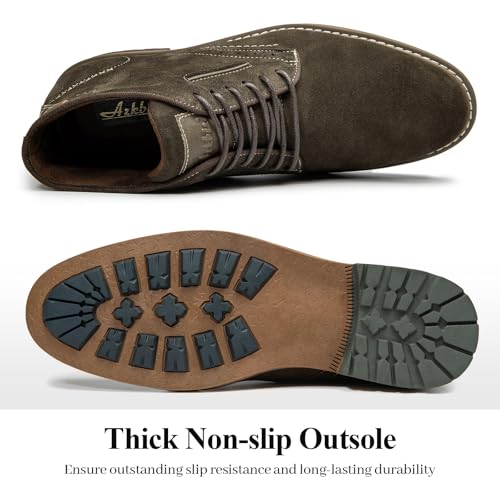 Image of Arkbird Mens Chukka Dress Boots Genuine Leather Suede Classic Fashion Casual Ankle Lace-up Dress Boots for Men