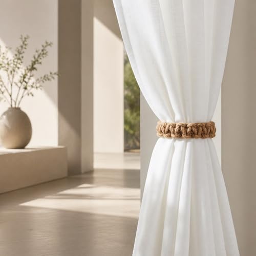 6er-Pack elegante, handgeflochtene Gardinenhalter, exquisite und kompakte Wohnaccessoires, elegantes rustikales Gardinenzubehör für Zuhause, Büro, Garten, Schlafzimmer