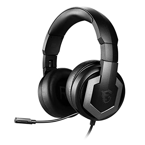 Image of msi Immerse GH61 Gaming Headset, Hi-Res Virtual 7.1 Surround Sound, Built-in ESS DAC & AMP, 3D Audio, Swappable Ear Cushions, 3.5mm Jack /USB, Carrying Case Included, PC /Mac /PS4 /Xbox