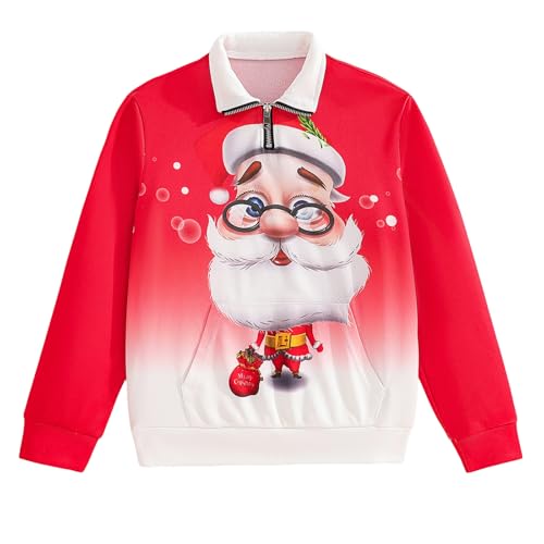 Christmas Boys Ugly Sweatshirts Kids Xmas Funny Stanta Pullover For Holidays Clothes Gifts Size 7-14T
