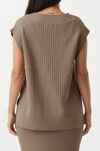 Image of Saodimallsu Womens V Neck Sweater Vest Oversized Ribbed Knit Sleeveless Casual Loose Fit Pullover Tank Top