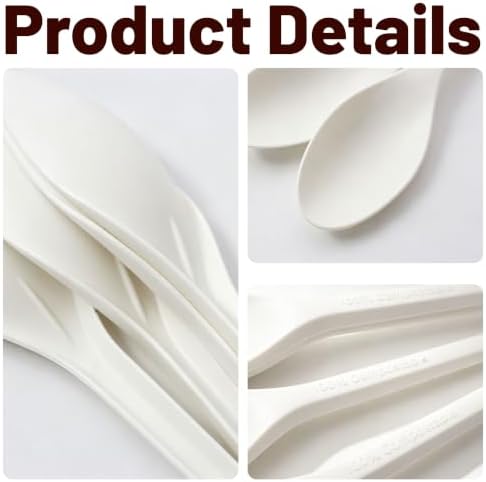 ANTETOK 100% Compostable Spoons - 50 Count Large Disposable Utensils Spoons — 사진 7