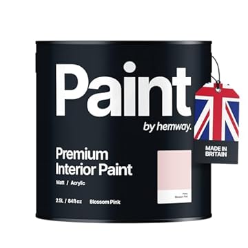 Hemway - Premium Interior Paint - Blossom Pink 2.5 L | Indoor Matt Finish, Acrylic & Water-Based Emulsion | Quick Dry & High Coverage for the Kitchen, Bathroom & Bedroom