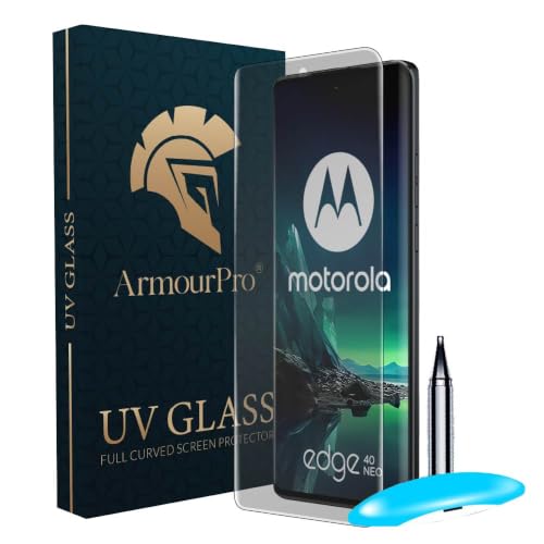 Image of ArmourPro Matte UV Tempered Glass for Motorola Edge 40 Neo and Motorola Edge 40 5G, Curved Screen Protector, Anti-Glare, Edge-to-Edge Coverage, Fingerprint Friendly, Case Friendly | Pack of 1