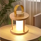 YIEONSHION LED Wood Cordless Table Lamp Rechargeable with Dimming Eye-Care Lighting, Portable Touch Lamp for Outdoor Camping Living Room Bedroom Bedside Office Pumpkin Shape Lantern