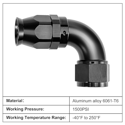 EVIL ENERGY 8AN 90 Degree PTFE One Piece Full Flow End Hose Fitting Aluminum Black by EVIL ENERGY - Used condition - Image 3