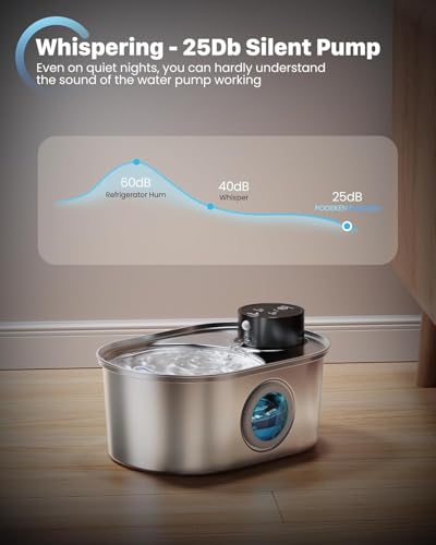 Pooeken B3 Wireless Cat Water Fountain: Battery Operated Stainless Steel Pet Fountain thumb #4