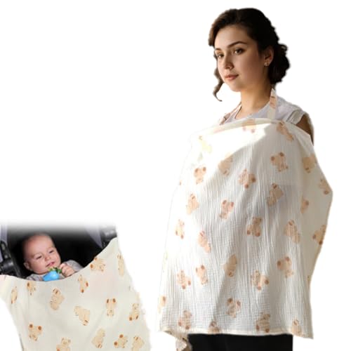 Babyvoedingsdoek met berenprint, katoen en gaas