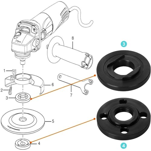 JDCMEI 4 Stück Ersatzteile Winkelschleifer, Winkelschlüssel Flanschmuttern Kit, Schleifer Flansch Winkelschlüssel Schraubenschlüssel Metall Kontermutter für mehrere Modelle von Winkelschleifern