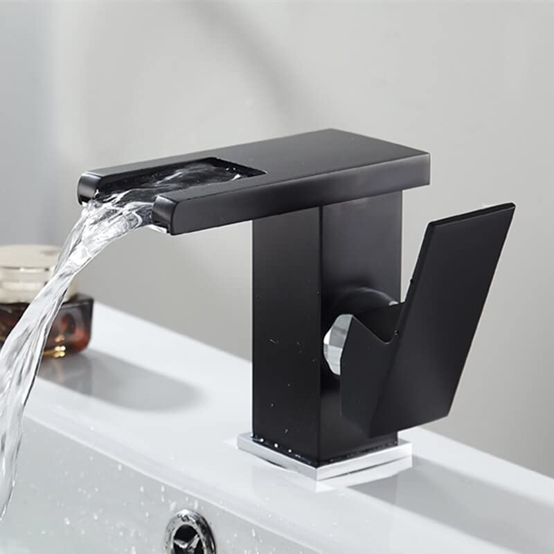 Mitigeur de salle de bain cascade blanc avec robinet lavabo LED en laiton