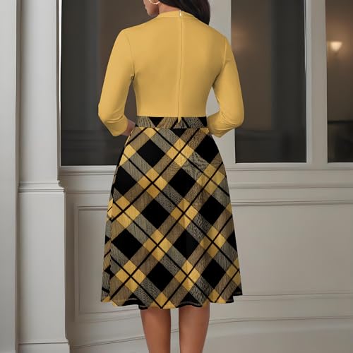 Image of PinkPatty Women's Casual A-line Midi Dresses 3 /4 Sleeve V Neck Fit and Flare Dress with Pockets