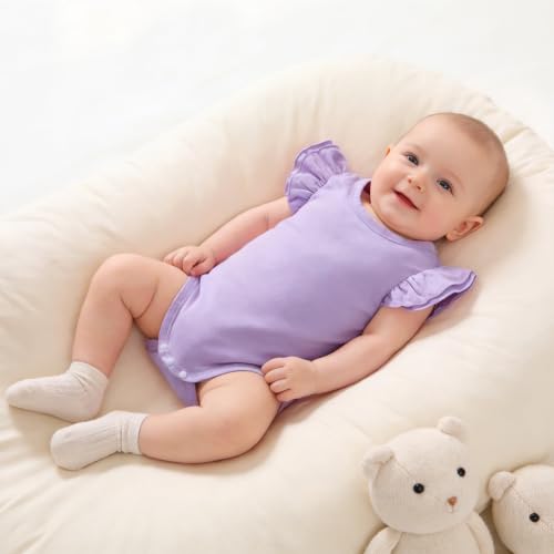 Image of LYSMuch Toddler Baby Girls T Shirt Ruffle Sleeveless Kids Cotton Tshirt Solid Color Blouse