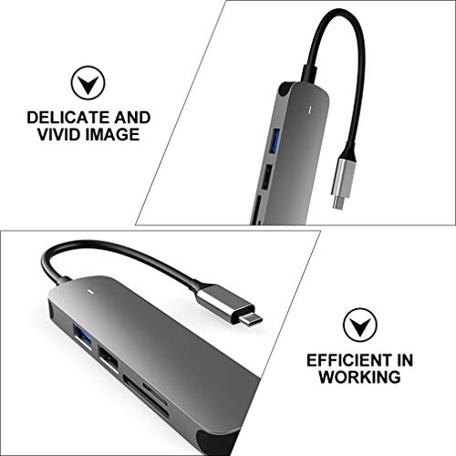 Lurrose Adaptador de Hub Tipo C Em Liga de Alumínio 5 Em 1 Portáteis Com Dispositivos Adaptadores Us