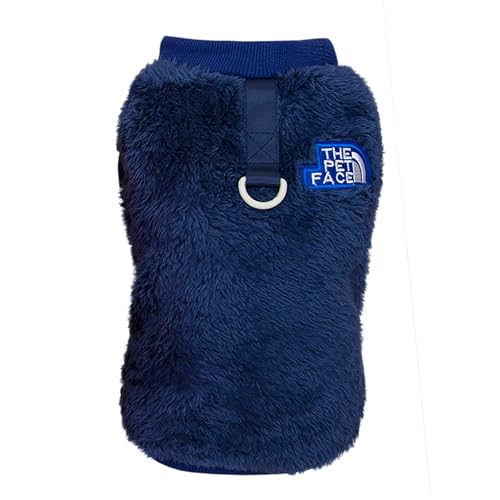 Izefia Dog Sweater Clothes Apparel Fleece Woolen Sweaters Winter Warm Sweat Shirt Soft Pajamas Trendy Pet Face Pattern Vest Sweater for Small Dog Medium Cat Blue M