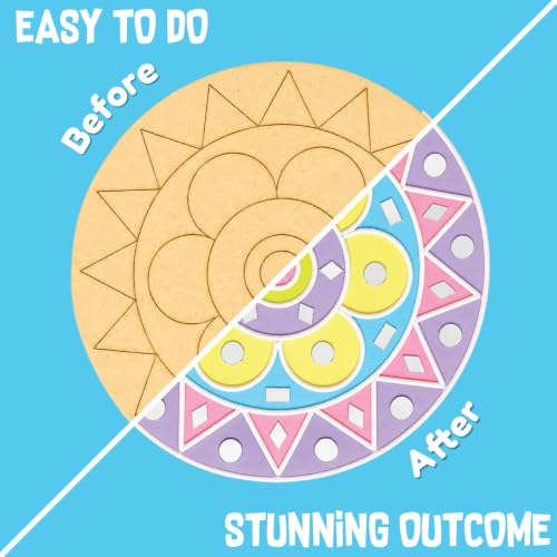 Image of Kalakaram Lippan Art Kit | Painting & Coloring Art Kit | DIY Wall Decoration Set with 3 MDF Bases 8 inch, Paints, Craft Mirrors, Clay Traditional Painting Art Set for Kids and Adults