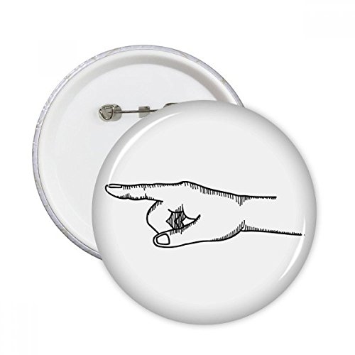 Badge rond dessin de geste main gauche motif minimaliste pour décoration vêtement S