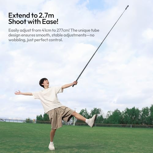 Image of ULANZI VL02 2.7m Carbon Fiber Extended Invisible Selfie Stick, Compatible with Insta360 X5 /X4 /X3 /Ace Pro /GO 3S /ONE X2 /DJI Osmo 360, Extension Pole Waterproof Handle Grip for GoPro, Phone and More