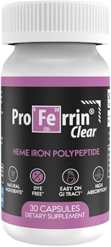Proferrin Clear - Hierro hemo de 30 quilates, fabricado en Estados Unidos, sin tintes para una alta absorción, fácil de poner en el tracto
