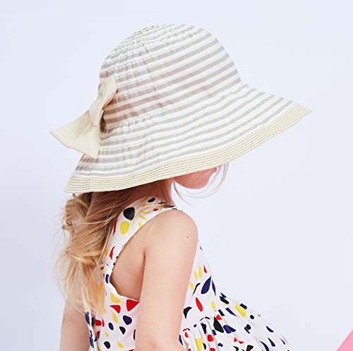 Connectyle Kids Floppy Beach Sun Hat with Bowknot Girls Foldable Wide Brim Hat2