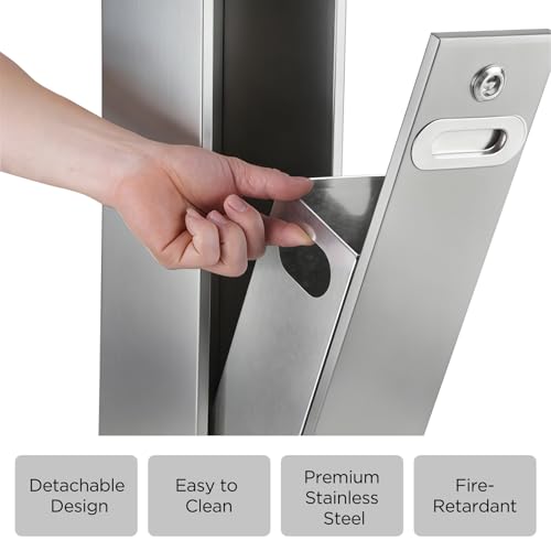 1,2M Aschenbecher für Draussen,Standaschenbecher mit Schlüssel,Edelstahl rutschfester Boden, Geeignet für zu Hause,Bars, Terrasse, Restaurant (Silber)