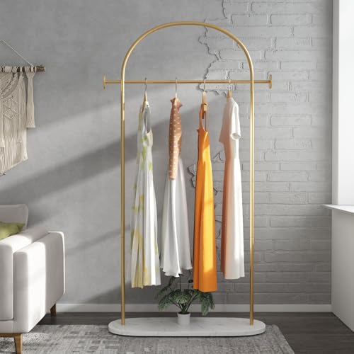 TIEOU Metal Gold Coat Rack, Freestanding Entryway Stand, Hat Coat Hanger, Small Clothing Rack, Modern by TIEOU - Used condition - US$78.47