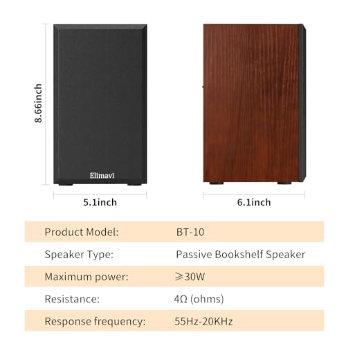 Image of Passive Bookshelf Speakers for Home Theater Surround Sound, Satellite Stereo Speakers with Classic Wood Grain for Record Player /Computer /TV, Wall Mountable, Cable Included, Wood Grain Color