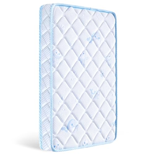 Image of Letmxiu Premium Crib Mattress and Toddler Mattress, Knitted Cotton Surface and Hypoallergenic Firm Support Crib Mattress, Fits Standard Crib and Toddler Bed