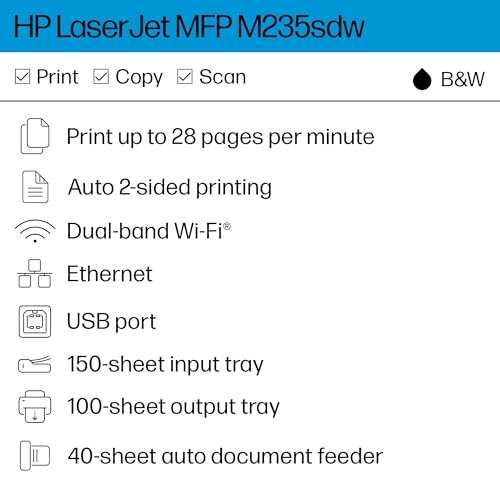 HP LaserJet MFP M235sdw All-in-One Laser Wireless Printer, Scan/Copy, Black & White, Duplex, Best-for-Office by HP - Image 3