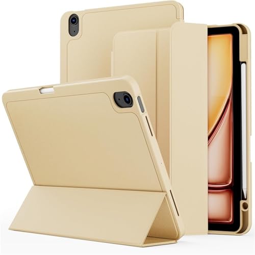 SAAWEE Para iPad Mini7/Air11/Air4/Air5/10:e/2022 Pro11/2022Pro 12.9/2024 Air13/2024 Pro 13/2024 Pro11/Mini6 Funda protectora para tableta con compartimento para bolígrafo (oro champán, 10. 10.9)