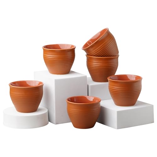 Comparison: Best Ceramic Kulhad Cups 4 Serv-o-Best Handmade Ceramic Tea Cups Set – 6 Desi Kulhad Chai/Coffee Cups (4 oz Capacity), Lead-Free, Dishwasher & Microwave Safe, Glazed, Glossy finish Clay Tea Cups/kulhar/kullar - Brown