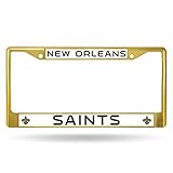 NFL Rico Industries Standard Chrome License Plate Frame, New Orleans Saints - Gold