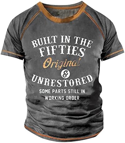 Boy T Shirt, Big and Tall Dress Shirts for Men Plus Size T Shirts for Men 4X-5X Men’s T-Shirt Retro Short Sleeve Round Neck Letter Printing Tops Half Shirt Blouse (Gray-2, 6X-Large)